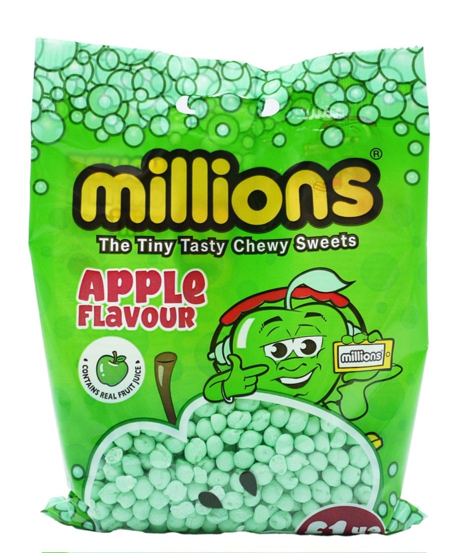 Millions Apple Hanging Bags 110g | High Quality Chocolate & Sweets Online - Product Image Millions Apple Hanging Bags 110g | High Quality Chocolate & Sweets Online - Product Image